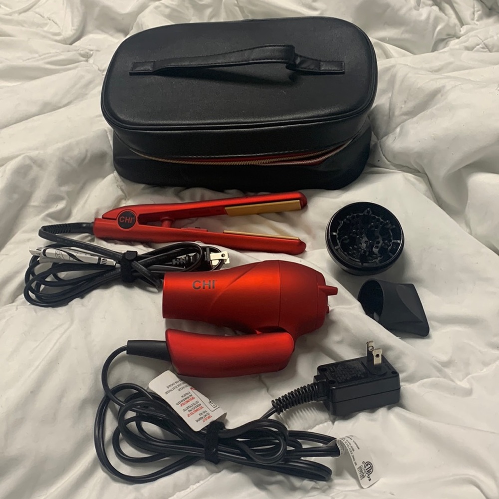 CHI Travel Blow Dryer and Flat Iron Set with case